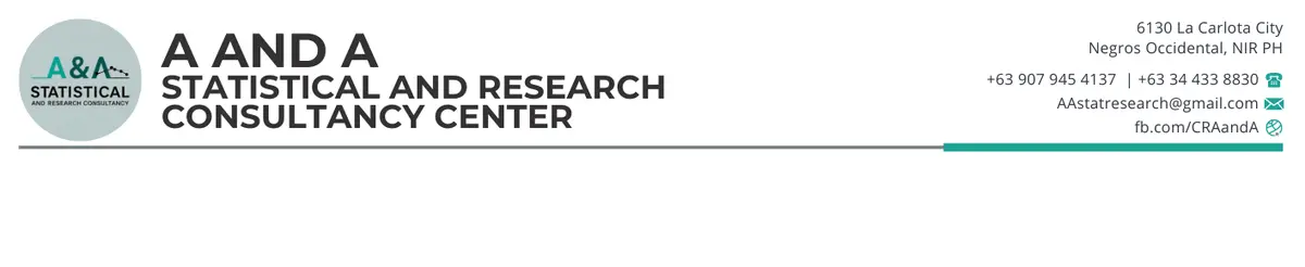 Official A and A Statistical and Research Consultancy Center letterhead showing the firm logo and contact information